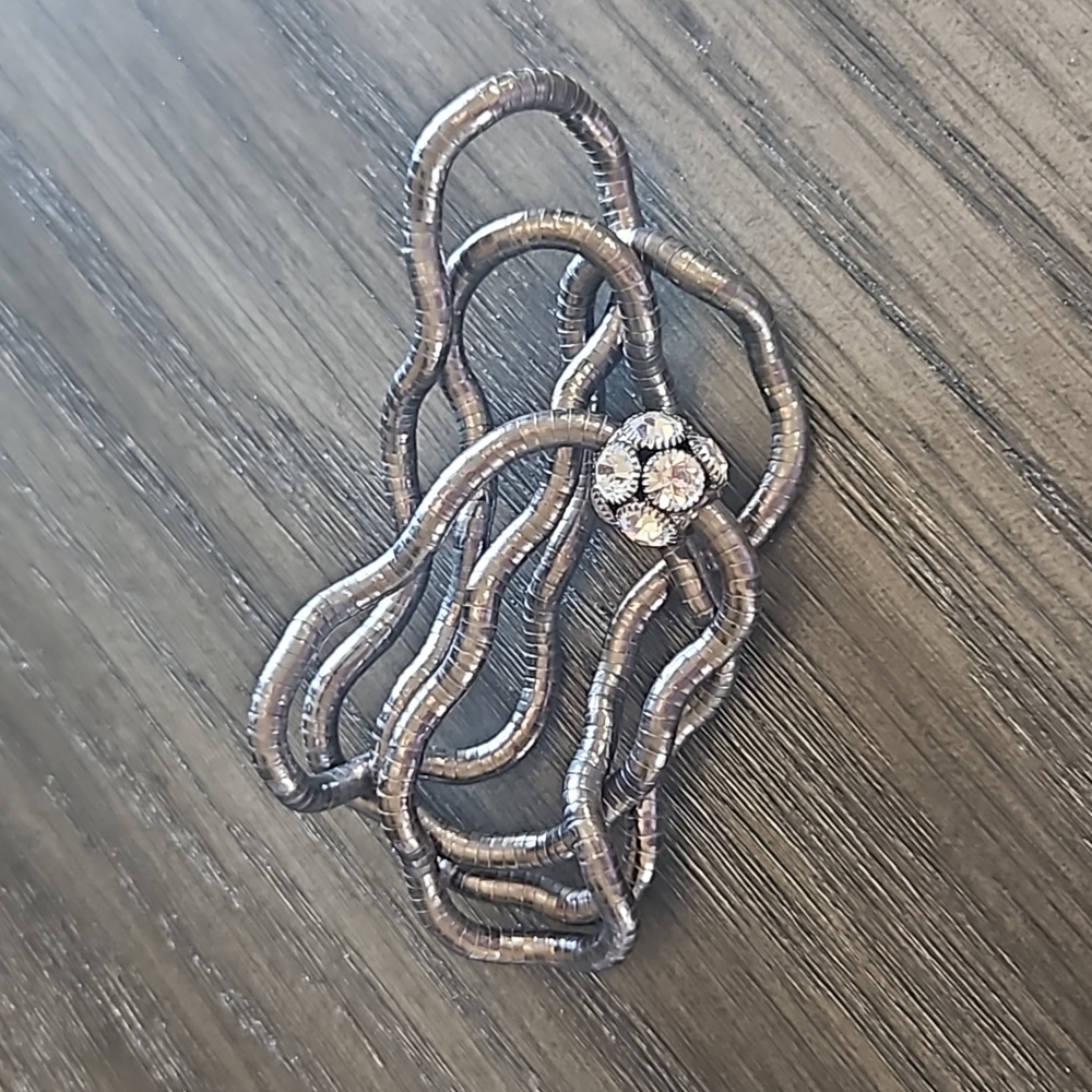 Fun Flexible Silver Snake Chain with a Chunky Crystal Ball Pendant - Picture 6 of 7